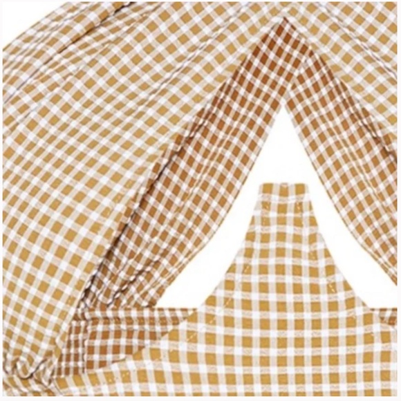 ⭐️ Brown Woven Check Print Cross Over Zip Party Glam Girly Sexy Chic Baddie Top - Picture 5 of 8